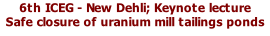 6th ICEG - New Dehli; Keynote lecture Safe closure of uranium mill tailings ponds